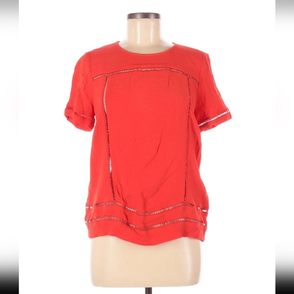 MICHAEL Michael Kors Bright Orange Short Sleeve 100% Rayon Blouse Size M - Picture 1 of 9